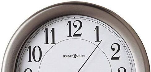 ساعة حائط Howard Miller Aries 625-283 - حافظة مستديرة من النيكل المصقول مقاس 8.5 بوصة، ديكور منزلي حديث، ساعة حركة كوارتز، نظام تثبيت لولبي آمن ثلاثي النقاط in Saudi Arabia
