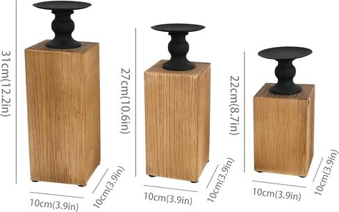 Z&Z Ornamentorum حامل شمعدان خشبي مربع، حامل شموع خشبية لشموع عمود، حامل عصا شموع، حامل شموع، حامل شموع ديكور لرف الموقد in Kuwait