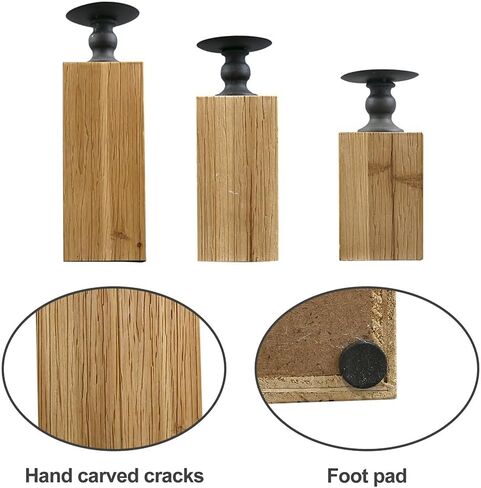 Z&Z Ornamentorum حامل شمعدان خشبي مربع، حامل شموع خشبية لشموع عمود، حامل عصا شموع، حامل شموع، حامل شموع ديكور لرف الموقد in Kuwait