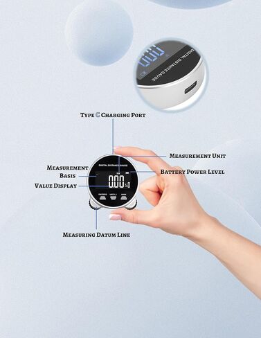 شريط قياس رقمي، مسطرة دوارة إلكترونية أداة قياس المسافة الذكية مع شاشة LCD، قياس الطول القابل لإعادة الشحن للقطر المنحني المسطح، 0-199.999 متر in Kuwait