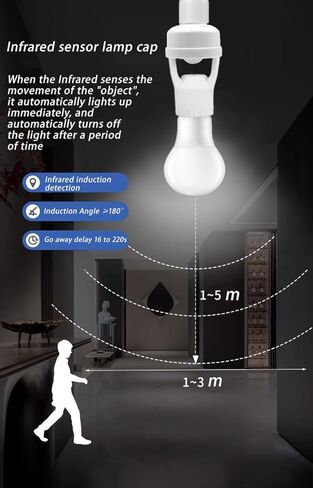 مقبس إضاءة مستشعر الحركة، برغي حركة بالأشعة تحت الحمراء LED CFL محول لمبة متوهجة، ضوء جراج داخلي خارجي، للطابق السفلي in Kuwait