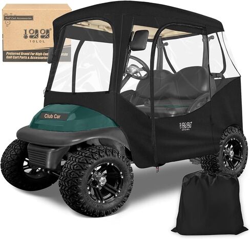10L0L Golf Cart Enclosures 2 Passenger Club Car with Roll-Up Windshield for Club Car DS & Precedent All Weather Windproof Waterproof Rain Cover, 4-Sided Clear Window & Roll-up Zipper Door in Saudi Arabia