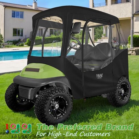 10L0L Golf Cart Enclosures 2 Passenger Club Car with Roll-Up Windshield for Club Car DS & Precedent All Weather Windproof Waterproof Rain Cover, 4-Sided Clear Window & Roll-up Zipper Door in Saudi Arabia
