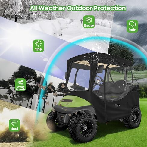 10L0L Golf Cart Enclosures 2 Passenger Club Car with Roll-Up Windshield for Club Car DS & Precedent All Weather Windproof Waterproof Rain Cover, 4-Sided Clear Window & Roll-up Zipper Door in Saudi Arabia