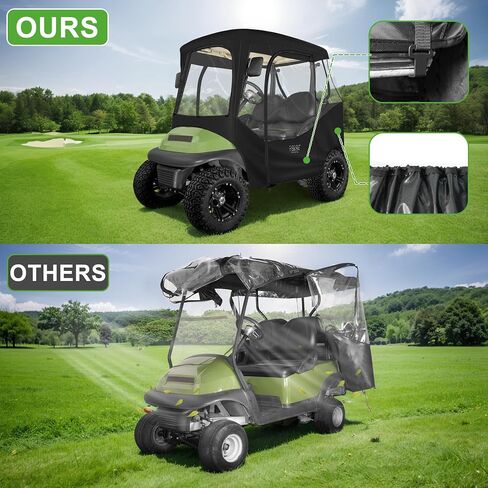 10L0L Golf Cart Enclosures 2 Passenger Club Car with Roll-Up Windshield for Club Car DS & Precedent All Weather Windproof Waterproof Rain Cover, 4-Sided Clear Window & Roll-up Zipper Door in Saudi Arabia