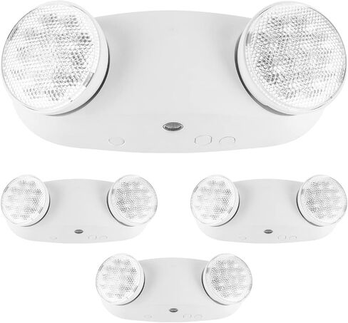 مصباح طوارئ LED OSTEK مع رأس ضوء فيضانات قابل للتعديل، أضواء طوارئ للأعمال، بطارية احتياطية 90 دقيقة، مقاومة للحريق 120-277 فولت (UL 94V-0) (4 عبوات) in Kuwait