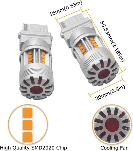 Eluseastar 1156 LED Bulbs Amber S25 BA15S P21W Bulbs for Turn Signal Lights Canbus No Hyper Flashing with Cooling Fan Extremely Bright Blinker, 2 Pack in Saudi Arabia