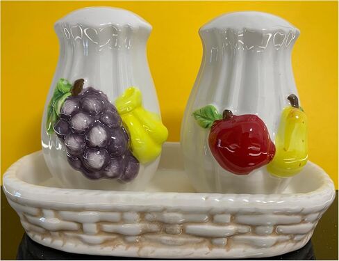 Ceramic 3D Fruit-shaped Pattern DIY Salt and Pepper Seasoning Set - Stylish and Functional Tableware for Kitchen and Dining - Surprise Gift (D) in Saudi Arabia