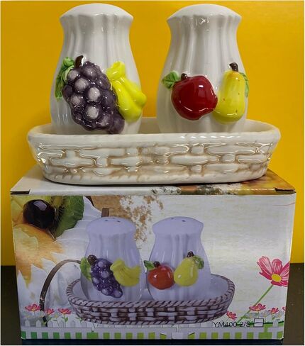 Ceramic 3D Fruit-shaped Pattern DIY Salt and Pepper Seasoning Set - Stylish and Functional Tableware for Kitchen and Dining - Surprise Gift (D) in Saudi Arabia