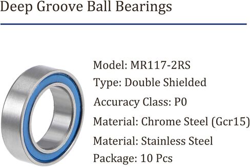 10 قطع MR117-2RS محمل كروي - [7x11x3mm] محامل كروية من الفولاذ الكروم مزدوجة محكمة الغلق لتطبيقات الآلات والمعدات الصناعية in Saudi Arabia
