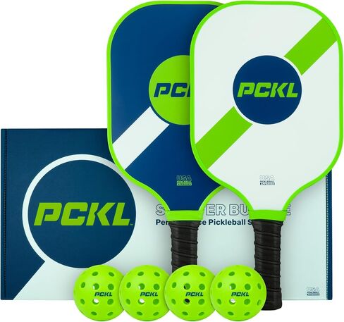 Pickleball Starter Bundle Series 2 Paddles and 4 Pickleball Balls Set | USA Pickleball Approved | Fiberglass Face with Large Sweet Spot | Honeycomb Core in Saudi Arabia