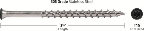 DeckWise #8x2-1/2" Stainless Steel Trim-Head Deck Screws, Hardwood Brown, T15 Head, Covers 50 Sq. Ft. of Decking (100 Pack) in Saudi Arabia