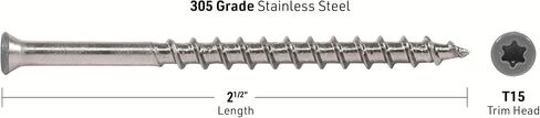 DeckWise #8x2-1/2" Stainless Steel Trim-Head Deck Screws, Hardwood Brown, T15 Head, Covers 50 Sq. Ft. of Decking (100 Pack) in Saudi Arabia