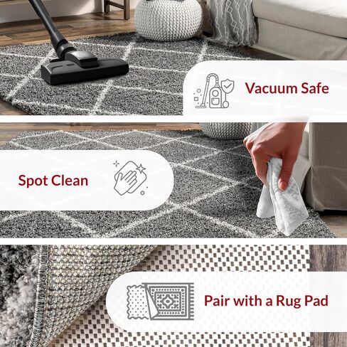 nuLOOM Tess Moroccan Shag Area Rug - 7x9 Shag Area Rug Modern/Contemporary Dark Grey/Ivory Rugs for Living Room Bedroom Dining Room Nursery in Saudi Arabia
