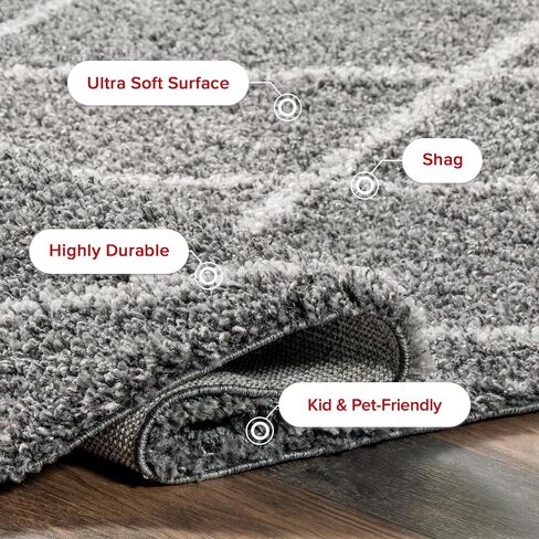 nuLOOM Tess Moroccan Shag Area Rug - 7x9 Shag Area Rug Modern/Contemporary Dark Grey/Ivory Rugs for Living Room Bedroom Dining Room Nursery in Saudi Arabia