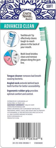 فرشاة أسنان جوروناندا المتطورة مع منظف اللسان - شعيرات ناعمة للأسنان واللثة الحساسة - ألوان متنوعة، عبوة من 6 قطع in Kuwait