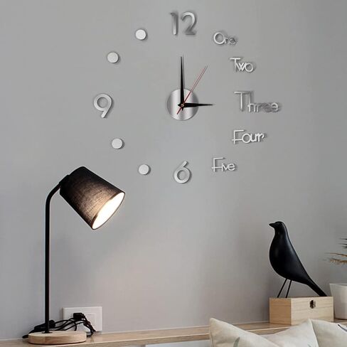 3D Silent DIY Wall Clock, 2022 New Giant Roman Numerals Clock Frameless Mirror Big Wall Clock Home Decoration for Home Living Room Bedroom Wall Decorations (Silver) M-999 in Saudi Arabia