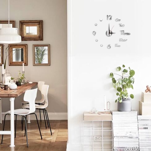 3D Silent DIY Wall Clock, 2022 New Giant Roman Numerals Clock Frameless Mirror Big Wall Clock Home Decoration for Home Living Room Bedroom Wall Decorations (Silver) M-999 in Saudi Arabia