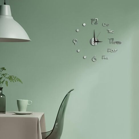 3D Silent DIY Wall Clock, 2022 New Giant Roman Numerals Clock Frameless Mirror Big Wall Clock Home Decoration for Home Living Room Bedroom Wall Decorations (Silver) M-999 in Saudi Arabia
