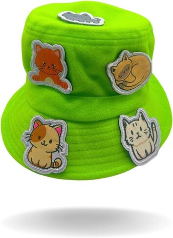 Kids Sun Hat with Stick-on Patches, One Size Fits Most 2-7 Years Old, Fun Bucket Hat with Sun Protection for Boys and Girls in Saudi Arabia