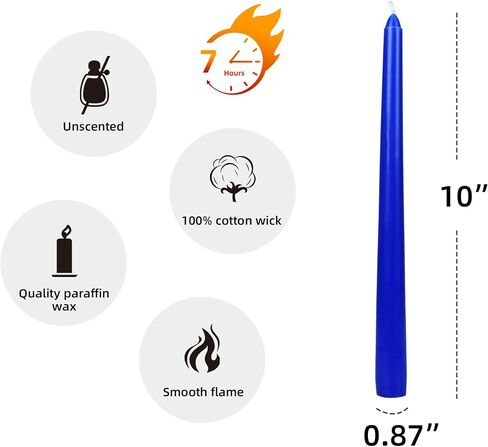 12-Piece Taper Candles, 10-Inch, Blue in Saudi Arabia