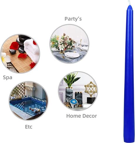 12-Piece Taper Candles, 10-Inch, Blue in Saudi Arabia