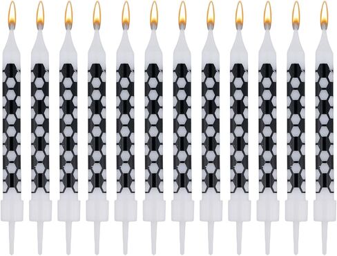 12pcs Black and White Checkered Flag Candles, Soccer Party Birthday Candles Charm Racing Cars Themed Candle for Sports Fans Birthday Wedding Cake Decoration Victory Sports-Themed Kids Supplies in Saudi Arabia