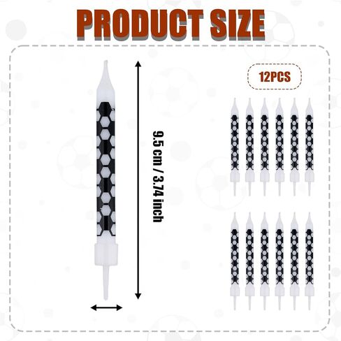 12pcs Black and White Checkered Flag Candles, Soccer Party Birthday Candles Charm Racing Cars Themed Candle for Sports Fans Birthday Wedding Cake Decoration Victory Sports-Themed Kids Supplies in Saudi Arabia