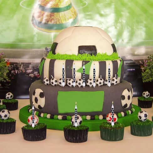 12pcs Black and White Checkered Flag Candles, Soccer Party Birthday Candles Charm Racing Cars Themed Candle for Sports Fans Birthday Wedding Cake Decoration Victory Sports-Themed Kids Supplies in Saudi Arabia