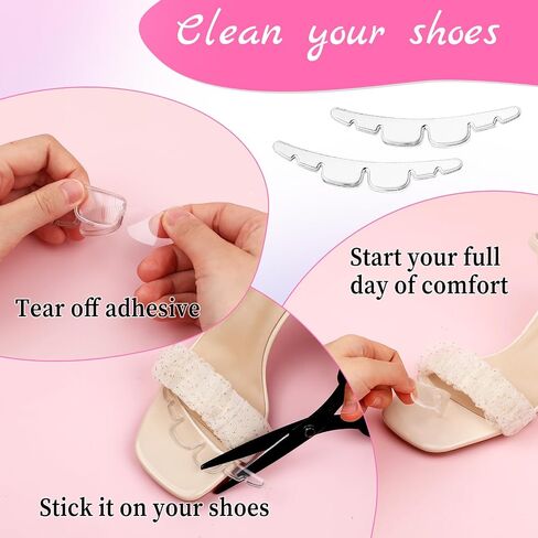 Anti Slip Shoe Grips,2 Pairs Invisible Anti-Slip High Heel Pads Stickers Sandal Strap Cushion Strips Silicone Forefoot Heel Grips Self-Adhesive Toe Pads Non-slip Clear Heel Straps for Women Girls in Saudi Arabia