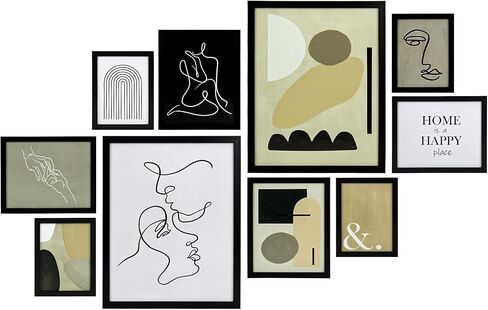 مجموعة إطارات حائط معرض ArtbyHannah المحايدة مكونة من 10 قطع مع مطبوعات فنية بسيطة مزخرفة وإطار صورة مجموعة ديكور فني جداري لتزيين المنزل الحديث، مقاسات متنوعة 6x8 x4، 8x10 x4، 11x14 x2 in Kuwait