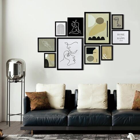 مجموعة إطارات حائط معرض ArtbyHannah المحايدة مكونة من 10 قطع مع مطبوعات فنية بسيطة مزخرفة وإطار صورة مجموعة ديكور فني جداري لتزيين المنزل الحديث، مقاسات متنوعة 6x8 x4، 8x10 x4، 11x14 x2 in Kuwait
