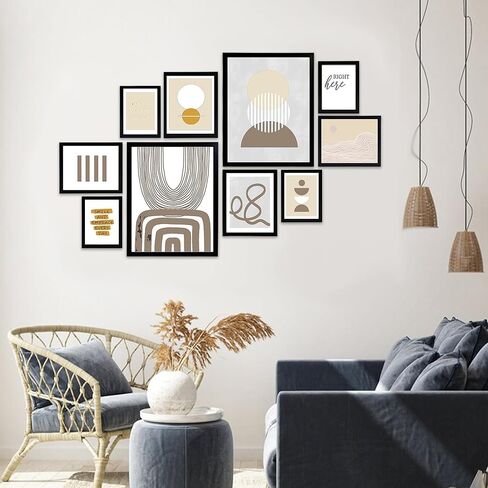 مجموعة إطارات حائط معرض ArtbyHannah المحايدة مكونة من 10 قطع مع مطبوعات فنية بسيطة مزخرفة وإطار صورة مجموعة ديكور فني جداري لتزيين المنزل الحديث، مقاسات متنوعة 6x8 x4، 8x10 x4، 11x14 x2 in Kuwait