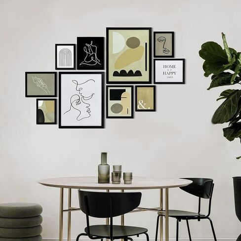 مجموعة إطارات حائط معرض ArtbyHannah المحايدة مكونة من 10 قطع مع مطبوعات فنية بسيطة مزخرفة وإطار صورة مجموعة ديكور فني جداري لتزيين المنزل الحديث، مقاسات متنوعة 6x8 x4، 8x10 x4، 11x14 x2 in Kuwait