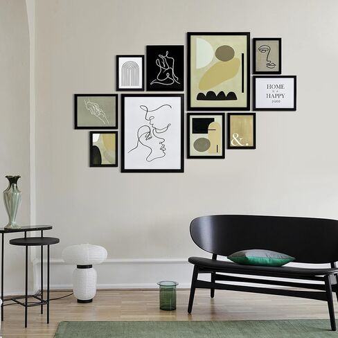 مجموعة إطارات حائط معرض ArtbyHannah المحايدة مكونة من 10 قطع مع مطبوعات فنية بسيطة مزخرفة وإطار صورة مجموعة ديكور فني جداري لتزيين المنزل الحديث، مقاسات متنوعة 6x8 x4، 8x10 x4، 11x14 x2 in Kuwait