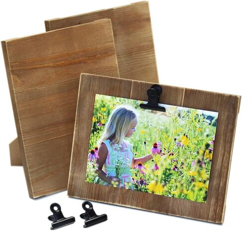 White Farmhouse 5x7 Clip Picture Frames Set of 3. Display Board with Clips. Wooden Photo Frames. Photo Clip Frames for Wall. Rustic Clipboard Frame. in Saudi Arabia