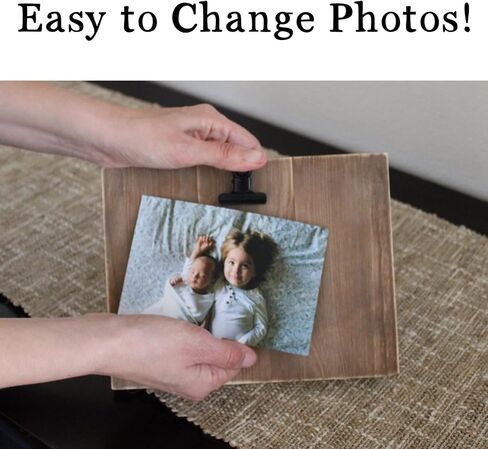 White Farmhouse 5x7 Clip Picture Frames Set of 3. Display Board with Clips. Wooden Photo Frames. Photo Clip Frames for Wall. Rustic Clipboard Frame. in Saudi Arabia