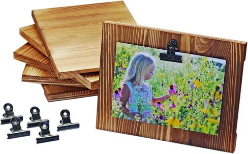 White Farmhouse 5x7 Clip Picture Frames Set of 3. Display Board with Clips. Wooden Photo Frames. Photo Clip Frames for Wall. Rustic Clipboard Frame. in Saudi Arabia