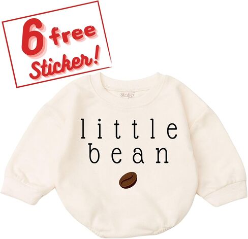 STALOFAZ Little Bean Baby Romper - Baby Bean Outfit Newborn Baby Boy Girl Bubble Long Sleeve Bodysuit Sweatshirt Infant Gift in Saudi Arabia