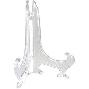 BANBERRY DESIGNS Large Clear Plastic Easels - 9 Inches High -Pack of 10 Stands - Display Pictures Plates Weddings - Folding Hinges Lays Flat