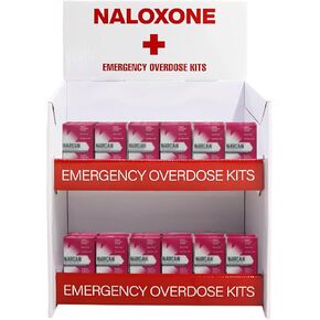 Naloxone Cardboard Floor Distribution Stand | Alternative to a Naloxone Vending Machine