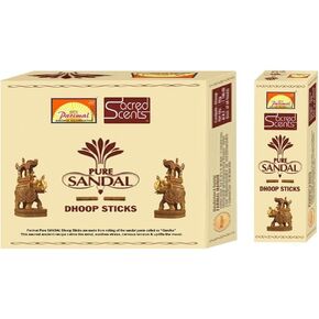 Parimal Sacred Scents Natural Pure Sandal Dhoop Sticks | 6 Packs of 50 Grams in a Box | Export Quality