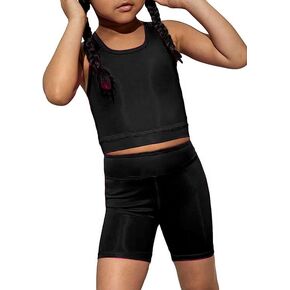 OYOANGLE Girl's 2 Piece Outfits Round Neck Sleeveless Tank Tops and Biker Shorts Sets