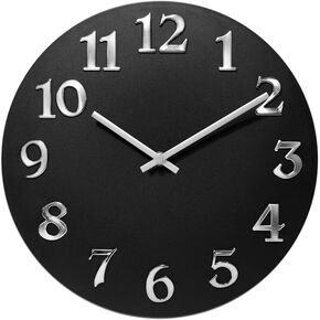 Infinity Instruments Vogue, Modern Matte Finish Open Face Wall Clock, Stunning Easy to read Metal Hands and Numbers, Easy Hang Keyhole Design, 12 Inch, Black/Silver…