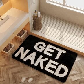 Yuang Get Naked Bath Mat- Funny Bathroom Rugs-Non Slip Black Bath Mats -Soft Thick Microfiber Absorbent Bath Rug for Bathroom -Machine Washable 20IN x 32IN