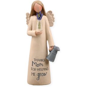 Thanks Mom Helping Me Grow Angel with Flowers 2 x 5 Inch Resin Tabletop Figurine