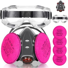 Respirator Mask, Reusable Face Respirators with Filters, Gas Masks Against Chemicals/Organic Vapor/Formaldehyde