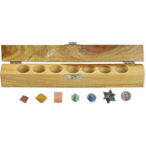 The Masonic Exchange Platonic Solids Chakra 7 Piece Sacred Geometry Set with Gift Wood Box