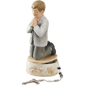 First Communion Keepsake with Praying Boy, 6 Inch