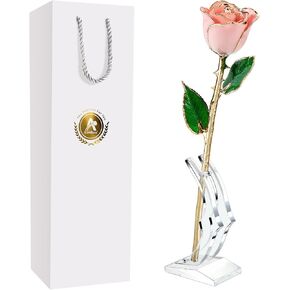 AliveRose Valentines Day Gifts for Her Rose, 24K Gold Rose Made from Real Rose - Unique Design Gold Plated Rose for Anniversary Valentines (Red Original Rose with Stand)